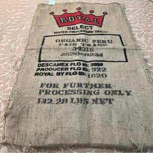 Royal Select‎ Burlap Water Processed Decaf Coffee Bag. OS.